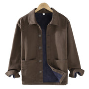 Buddha Stones Men's Plain Long Sleeve Thermal Fleece-Lined Ramie Linen Cotton Jacket With Pockets - image 15