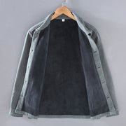 Buddha Stones Men's Plain Long Sleeve Thermal Fleece-Lined Ramie Linen Cotton Jacket With Pockets - image 2