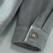 Buddha Stones Men's Plain Long Sleeve Thermal Fleece-Lined Ramie Linen Cotton Jacket With Pockets - image 9