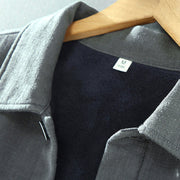 Buddha Stones Men's Plain Long Sleeve Thermal Fleece-Lined Ramie Linen Cotton Jacket With Pockets - image 3