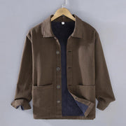 Buddha Stones Men's Plain Long Sleeve Thermal Fleece-Lined Ramie Linen Cotton Jacket With Pockets - SaddleBrown - US/UK/AU42，EU52 (3XL) - image 14