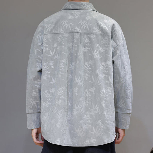 Buddha Stones Jacquard Leaves Pattern Frog-Button Long Sleeve Men's Cotton Tang Suit Jacket - image 11