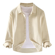 Buddha Stones Men's Solid Color Buttons Design Long Sleeve Pure Cotton Corduroy Shirt - image 16
