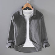 Buddha Stones Men's Solid Color Buttons Design Long Sleeve Pure Cotton Corduroy Shirt - Gray - US/UK/AU44，EU54 (4XL) - image 19