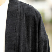 Buddha Stones Solid Color Open Front Long Sleeve Jacket Men's Cotton Corduroy Kimono With Pockets - image 19