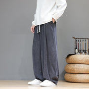 Buddha Stones Plain Color Pure Cotton Corduroy Men's Harem Pants With Pockets - image 13