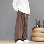 Buddha Stones Plain Color Pure Cotton Corduroy Men's Harem Pants With Pockets - image 5