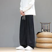 Buddha Stones Plain Color Pure Cotton Corduroy Men's Harem Pants With Pockets - image 26