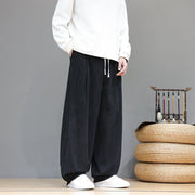Buddha Stones Plain Color Pure Cotton Corduroy Men's Harem Pants With Pockets - image 31