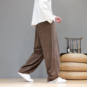 Buddha Stones Plain Color Pure Cotton Corduroy Men's Harem Pants With Pockets - image 8
