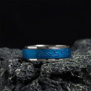 Buddha Stones Tibetan Scriptures Blue Pharmacist Mantra Titanium Steel Spinner Balance Ring - 70-73mm - image 0