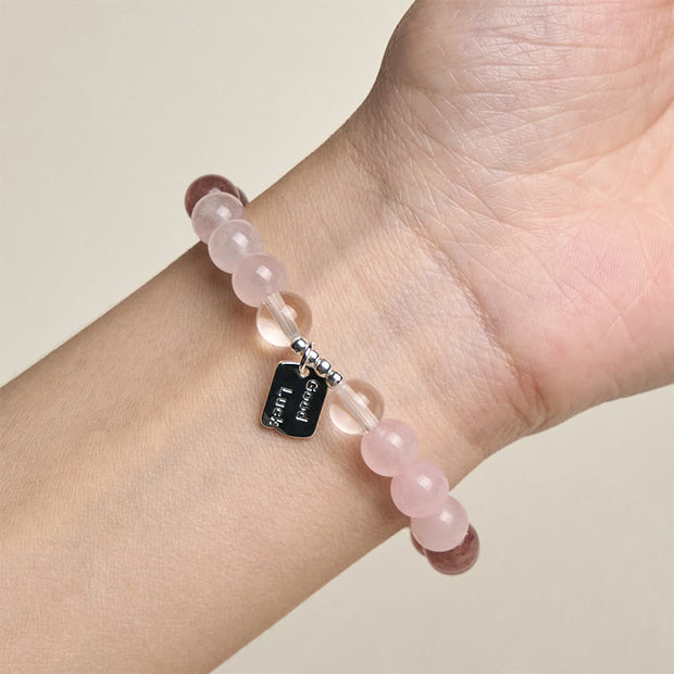 FREE Today: Healing and Love Rose Quartz Strawberry Quartz Good Luck Charm Bracelet - image 4