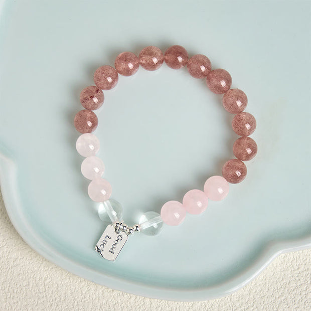 FREE Today: Healing and Love Rose Quartz Strawberry Quartz Good Luck Charm Bracelet - image 5
