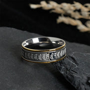 Buddha Stones Tibetan Scriptures Shurangama Mantra Titanium Steel Spinner Balance Ring - image 1