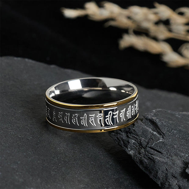 FREE Today: Balance and Strengthen Tibetan Scriptures Shurangama Mantra Titanium Steel Spinner Ring - image 1