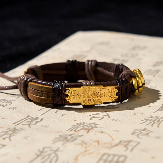 Buddha Stones Five-emperor Coins Pi Xiu Wealth Leather Rope Bracelet  - image 3