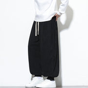 Buddha Stones Fall Plain Drawstring Simple Design Men's Harem Cotton Corduroy Pants With Pockets - image 28