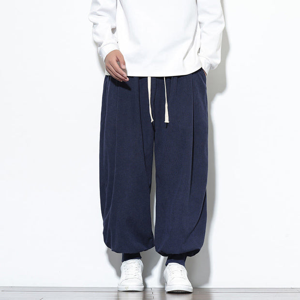 Buddha Stones Fall Plain Drawstring Simple Design Men's Harem Cotton Corduroy Pants With Pockets - MidnightBlue - US/UK/AU46，EU56 (5XL) - image 39