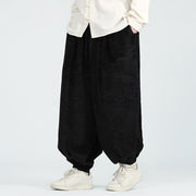 Buddha Stones Fall Plain Jacquard Design Drawstring Men's Harem Pants With Pockets - image 10