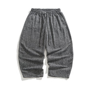 Buddha Stones Daily Solid Color Drawstring Design Men's Wide Leg Cotton Pants With Pockets - image 9