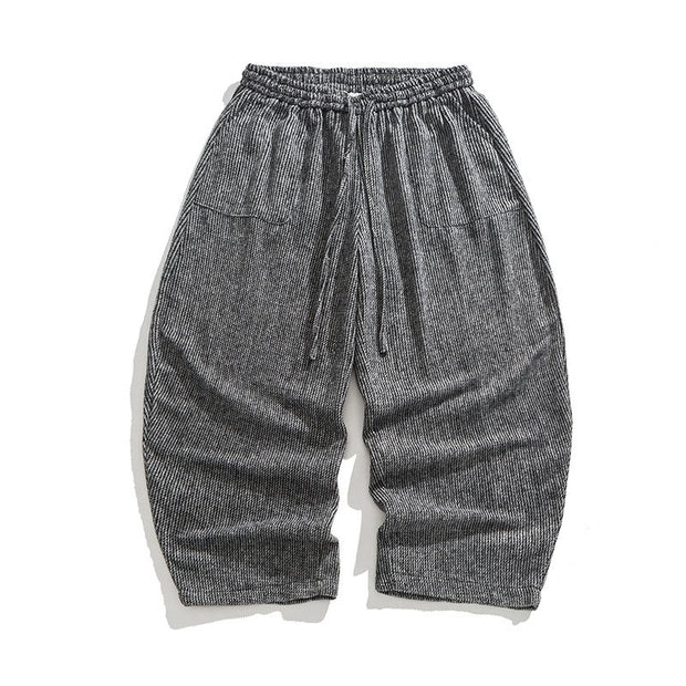 Buddha Stones Daily Solid Color Drawstring Design Men's Wide Leg Cotton Pants With Pockets - image 9