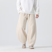 Buddha Stones Daily Drawstring Chinese Zen Style Men's Wide Leg Pure Cotton Pants With Pockets - Beige - US/UK/AU46，EU56 (5XL) - image 0