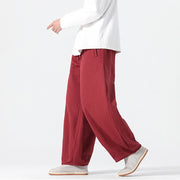 Buddha Stones Daily Drawstring Chinese Zen Style Men's Wide Leg Pure Cotton Pants With Pockets - image 15