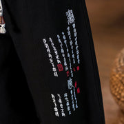 Buddha Stones Embroidered Chinese Character Pattern Men's Cotton Pants With Pockets - image 18