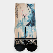 Buddha Stones Casual Lotus Chinese Landscape Painting Micro Crew Men Women Unisex Socks - image 1