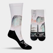Buddha Stones Casual Lotus Chinese Landscape Painting Micro Crew Men Women Unisex Socks - image 17