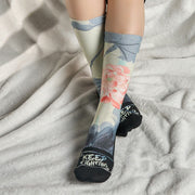 Buddha Stones Casual Lotus Painting Micro Crew Men Women Unisex Socks - image 5