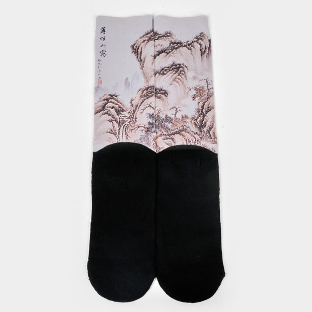 Buddha Stones Casual White Crane Pine Trees Mountains Micro Crew Men Women Unisex Socks - image 12