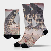 Buddha Stones Casual Koi Fish Mount Fuji Micro Crew Men Women Unisex Socks - LightGrey - M-L(US 8-12，EU 41-45，UK/AU 7.5-11.5，AISA 25.5-28.5cm) - image 0
