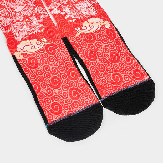 Buddha Stones Casual God Of Wealth Auspicious Clouds Micro Crew Men Women Unisex Socks - image 3