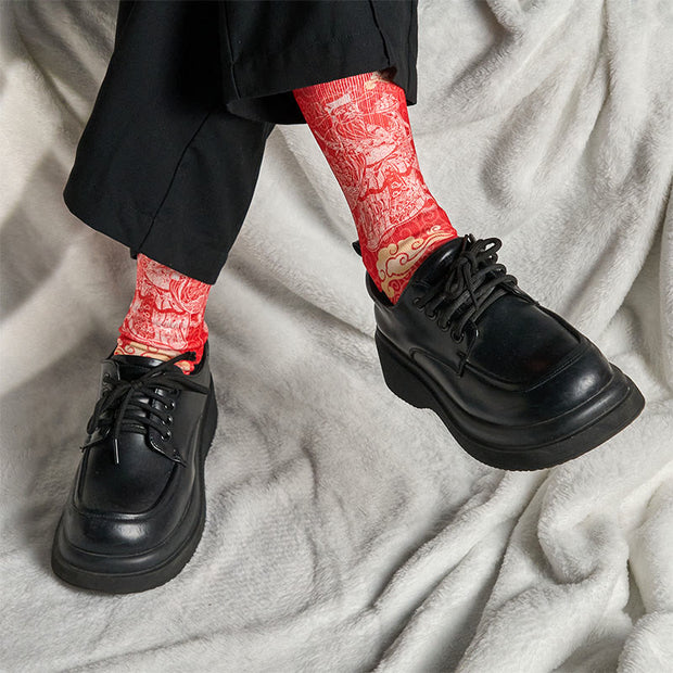 Buddha Stones Casual God Of Wealth Auspicious Clouds Micro Crew Men Women Unisex Socks - image 6