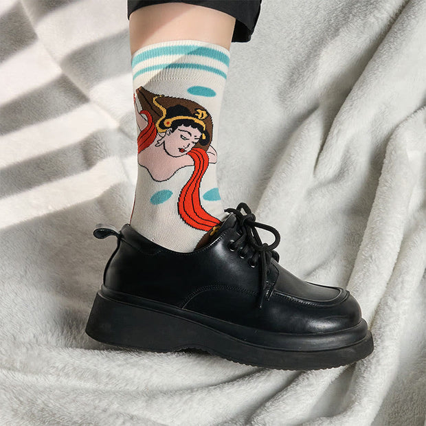 Buddha Stones "The Power of Mind" Casual Dunhuang Feitian Women's Socks Includes Gift Message Card - image 9