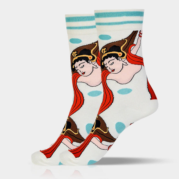 Buddha Stones Casual Dunhuang Feitian Design Micro Crew Women's Socks - image 8