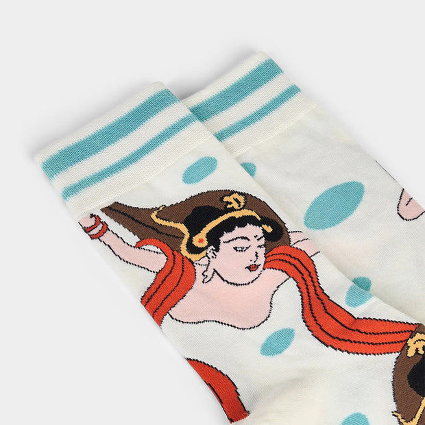 Buddha Stones Casual Dunhuang Feitian Design Micro Crew Women's Socks - image 5