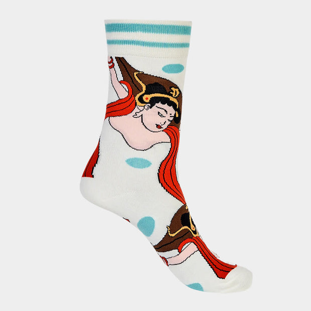 Buddha Stones Casual Dunhuang Feitian Design Micro Crew Women's Socks - image 7