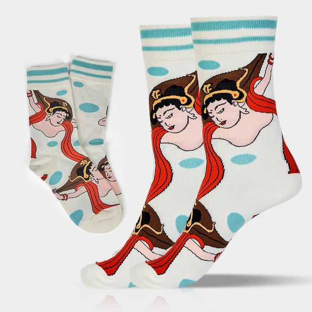 Buddha Stones Casual Dunhuang Feitian Design Micro Crew Women's Socks - image 2