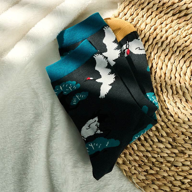 Buddha Stones "Create Yourself" White Crane Pine Tree Women's Socks Includes Gift Message Card - image 4