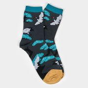 Buddha Stones Casual White Crane Pine Tree Design Micro Crew Women's Socks - image 4