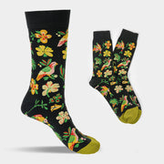 Buddha Stones Colorful Blooming Flower Bird Pattern Men Women Unisex Cotton Crew Socks - image 8