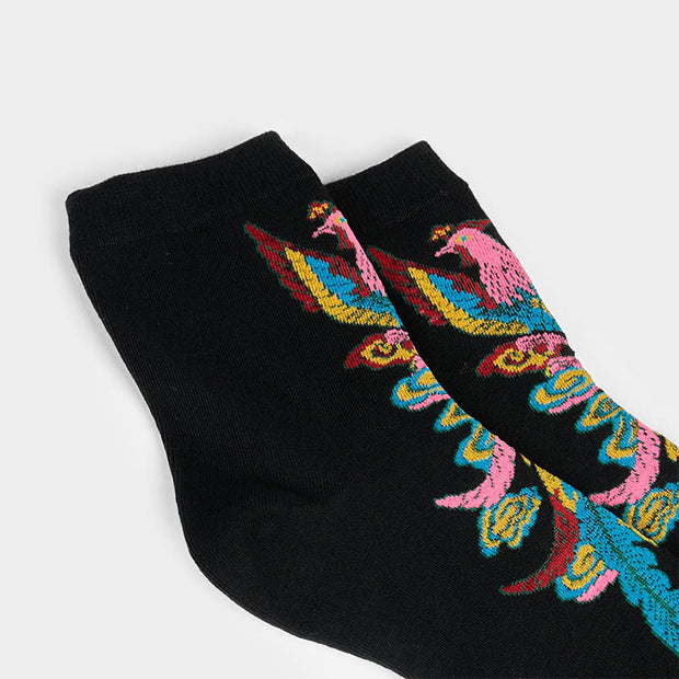 Buddha Stones Casual 3 Pairs Of Multicolored Phoenix Quarter Women's Socks - image 7