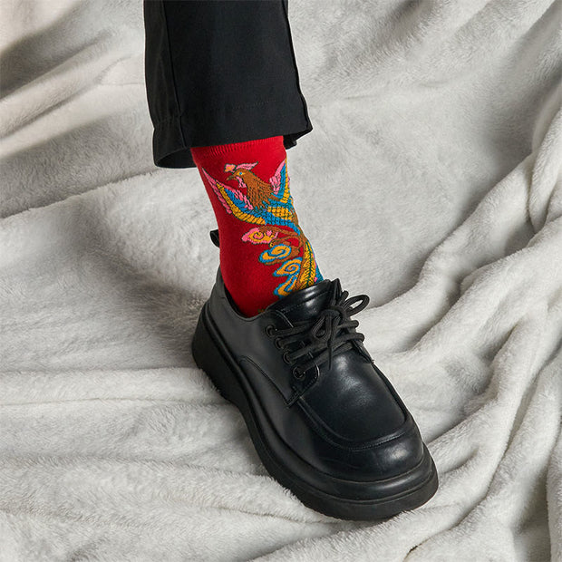 Buddha Stones Casual 3 Pairs Of Multicolored Phoenix Quarter Women's Socks - image 27