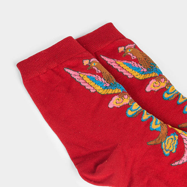 Buddha Stones Casual 3 Pairs Of Multicolored Phoenix Quarter Women's Socks - image 28