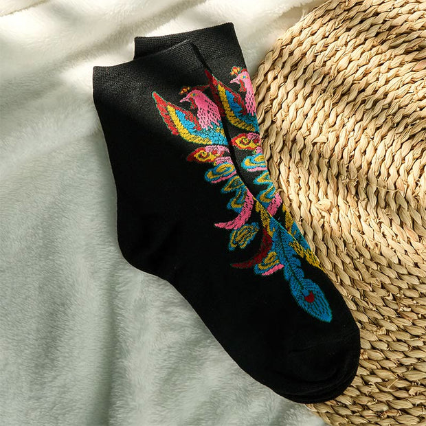 Buddha Stones Casual 3 Pairs Of Multicolored Phoenix Quarter Women's Socks - image 3