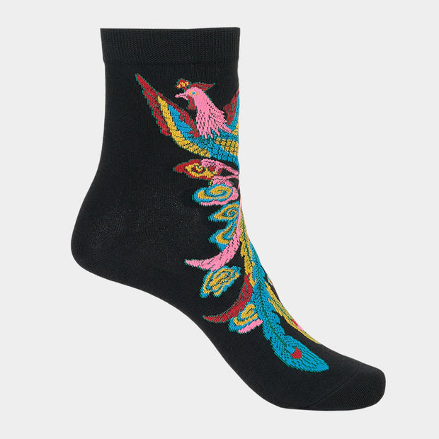Buddha Stones Casual 3 Pairs Of Multicolored Phoenix Quarter Women's Socks - image 9