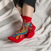 Buddha Stones Casual 3 Pairs Of Multicolored Phoenix Quarter Women's Socks - image 26