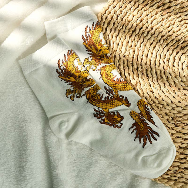 Buddha Stones Casual 5 Pairs of Golden Dragon Quarter Women's Socks - image 18